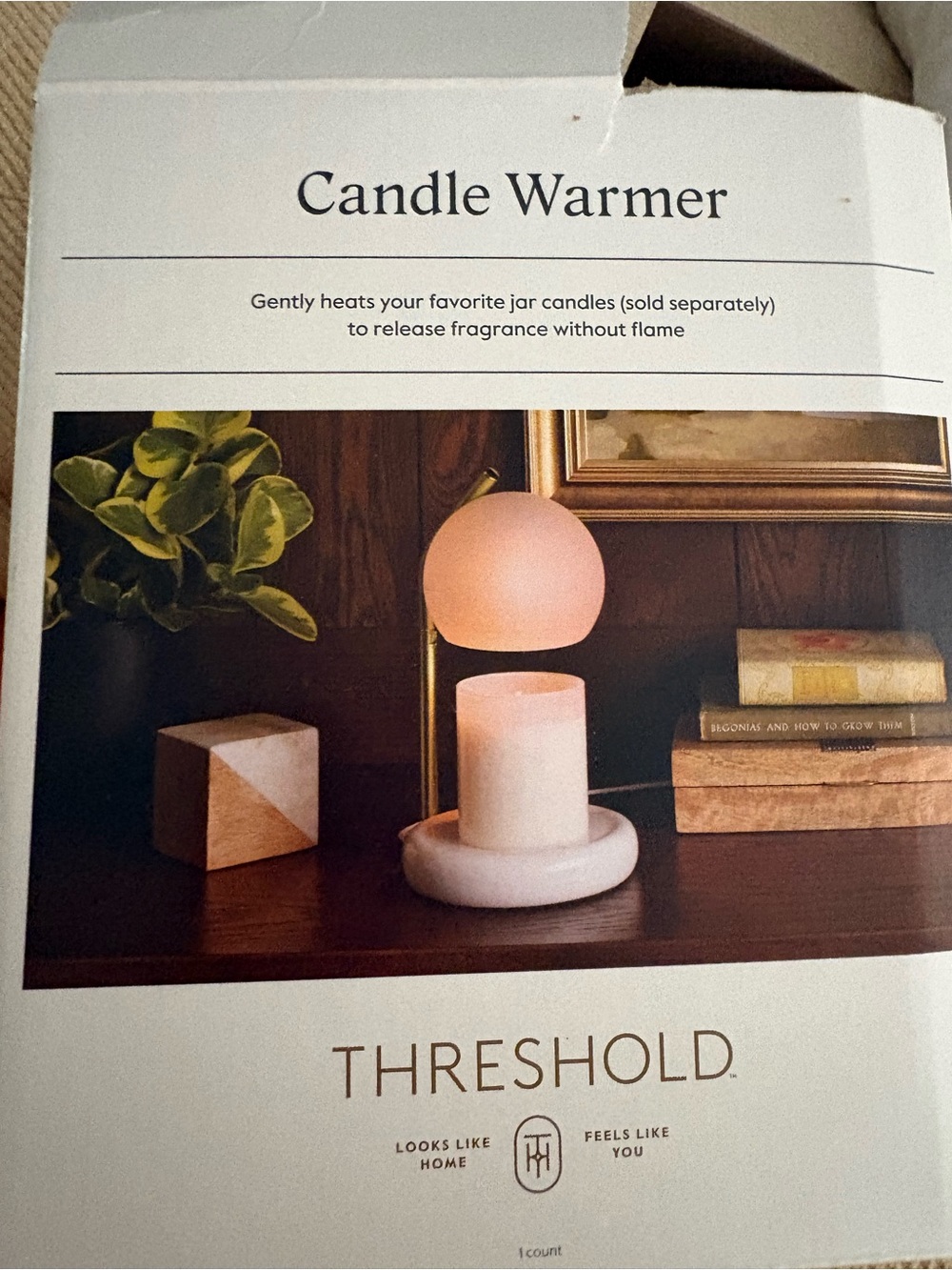 Threshold white and Gold Marble Dome Candle Warmer new in box